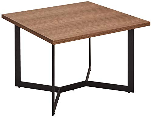 Ibbe Design Couchtisch 70x70 Beistelltisch Nussbaum Quadratisch MDF Walnuss Matt Furnier Tisch Tokyo mit Schwarz Metall Gestell, 70x70x52 cm