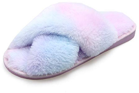 AONEGOLD Pantofole Donna Invernali Ciabatte Pelose Donna da Casa Pantofole Peluche Warmer Fluffy Antiscivolo Ciabatte con Pelo(Blu,Taglia 40-41)