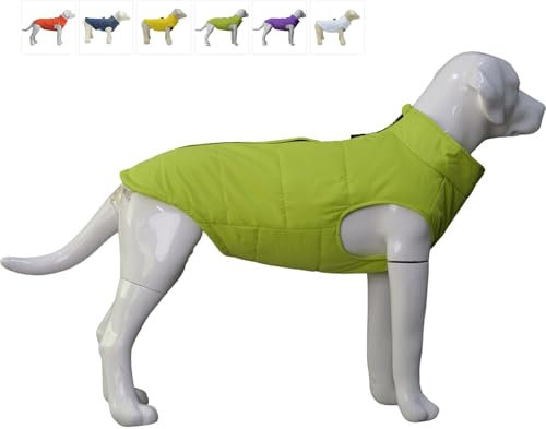 Winterweste für Hunde, wasserdicht, ultrawarm, winddicht, Reißverschlussjacke mit Baumwollfutter, atmungsaktiv, weicher Mantel für kleine, mittelgroße und große Hunde, Grün