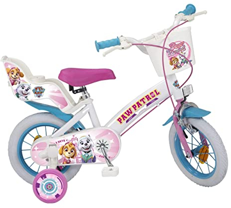 Toimsa 12 12 Zoll Disney Kinder Mädchen Fahrrad Kinderfahrrad Mädchenfahrrad Rad Bike Paw Patrol Weiss WEIß