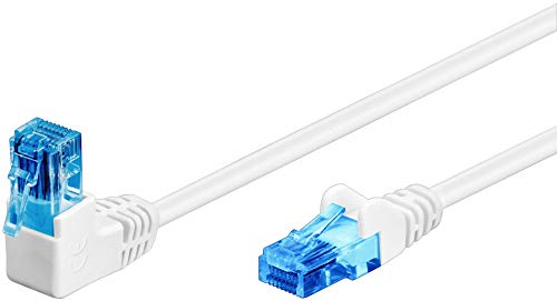 goobay Cable de red 51538 CAT 6A, 90 grados, Ethernet, Playstation, Xbox, LAN, DSL, U/UTP, RJ45, blanco, 3 metros