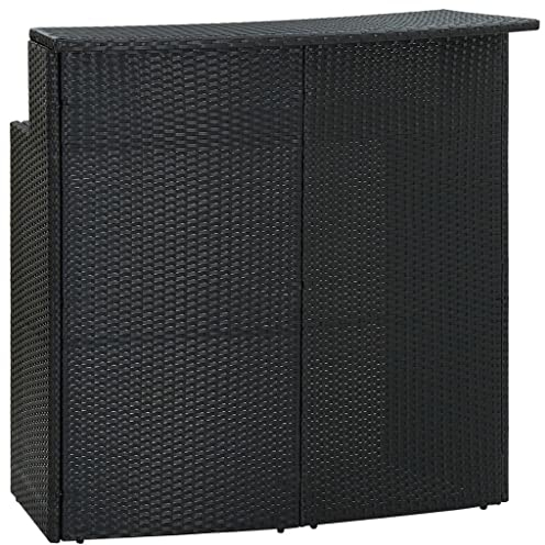 vidaXL Garten Bartisch Stehtisch Partytisch Gartentheke Gartenbar Theke Bar Tresen Terrassentisch Bistrotisch Schwarz 120x55x110cm Poly Rattan