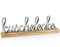 com-four® Deko Aufsteller KUSCHELECKE - Schriftzug aus Metall auf Mangoholz-Sockel - Deko-Schriftzug zum Hinstellen - 40,5x12,5x5cm (silberfarben - KUSCHELECKE)