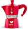 Bialetti Caffettiera Moka I Love Coffee 3 Tazze, Manico Anti scottatura, Non Adatta a induzione, 3 Tazze (130 ml), Limited Edition Nero