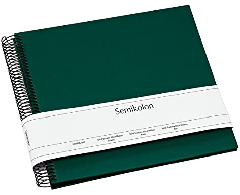 Semikolon 364025 Spiral Album Piccolino - 17 x 17 cm - Fotoalbum, 20 Seiten schwarz, Spiral-Fotobuch, forest grün