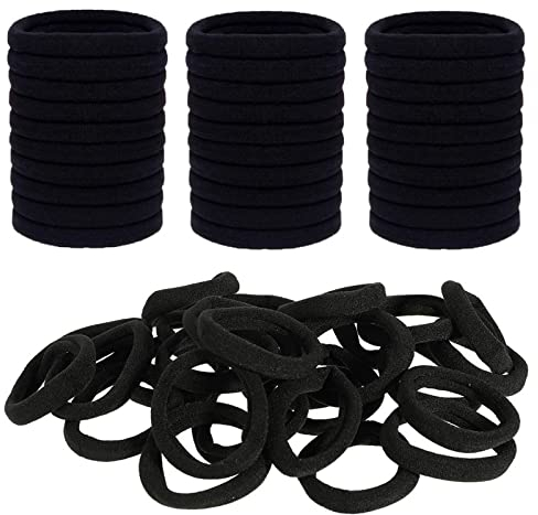 ILamourCar 50 Stück Haargummis Schwarz, Gummibänder Haarbänder, Haargummis Ohne Metall Elastisches Haarband Zopfgummi Haargummi Haarband Pferdeschwanz Gummi für Frauen und Mädchen Dutt