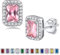 Bestyle Orecchini a Lobo Argento 925 Pietre Portafortuna Ottobre Rosa Tormalina Orecchini con Pietre Rettangolo, Stud Orecchini Donna, Confezione Regalo