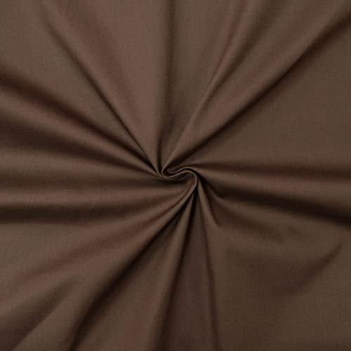 designers-factory Popeline Stoff aus 100% Baumwolle - Erhältlich in über 20 Farben - Verkauft nach Stücken - Baumwollstoff uni (1m x 1m46, Braun)