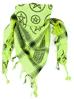 ROCK DADDY Estd 2000 ROCK HARD CLOTHING Halstuch Kopftuch Shemagh Palituch Taktischer Arabischer Arafat Schal Dreieckstuch Palästinenser PLO 100% Baumwolle (Grün Pentagram)
