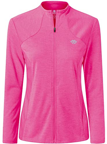 MoFiz Femme Veste de Sport Entièrement Zippée Légère Manche Longue Sweat-Shirt Fin sans Capuche Vest de Survêtement Course Randonnée Décontracté Haut Rose XS