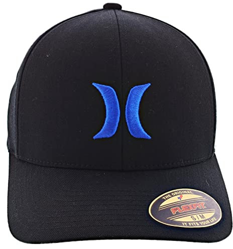 Hurley Men's One & Only Flexfit Hat, Black/Blue Small/Medium