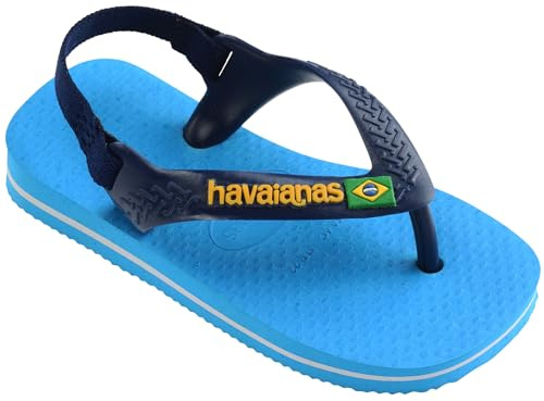 Havaianas Mixte bébé Baby Brasil Logo II Tongues, Turquoise/Navy Blue, 23/24