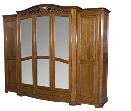 SIMEX Furniture - Gino Collection - 5-türiger Kleiderschrank - Massivholz - Möbel aus Buchenholz, naturbraun - Schlafzimmer