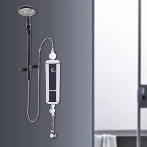 Scaldacqua istantanea elettrico, indicatore LED Mini scaldabagno istantaneo 3500 W scaldabagno senza serbatoio per bagno cucina (bianco)