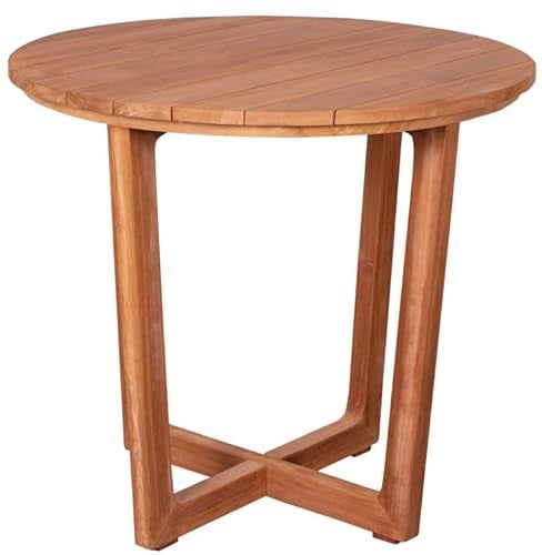 MR. DEKO® Gartentisch Retford Teakholz | Terrassentisch rund Ø85 x 75 cm (DxH) | Outdoormöbel Tisch | Stabiler Holz Tisch für Balkon, Terrasse, Wintergarten, Garten
