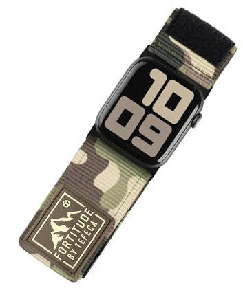 Tefeca Fortitude Serie Ultrawide Armband Kompatibel mit Apple Watch Ultra/Ultra2 Serie 9/8/SE2/7/6/SE/5/4/3/2/1 (49/45/44/42mm S/M, Nylon Camouflage)