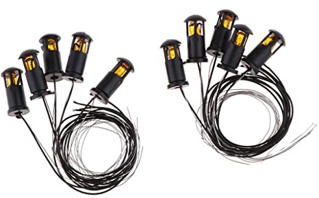 Milageto 10x Modelleisenbahn LED Licht Micro Landschaft Garten Straßenlaterne 1:100, 1cm