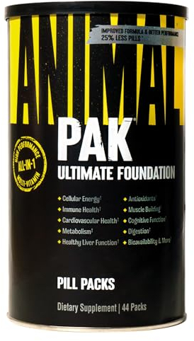 Universal Nutrition ANIMAL Pak Multivitamin-Komplex fürs Training mit Vitaminen, Mineralien, L-Carnitin & Aminosäuren, Enzyme unterstützen die Nährstoffversorgung & Immunsystem, 44 Einheiten