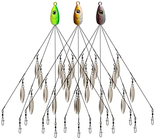 Saihisday Alabama Regenschirm Rigs 5Arms Regenschirm A-Rig Swimbaits mit 8 Weidenblatt zum Barschangeln mit Fasswirbel für Forelle Barsch Zander