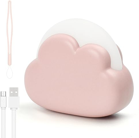 Jinlaili Veilleuse Enfant Rechargeable, Plastique LED Veilleuse Bébé Nomade Nuage, 4 Modes Lampe de Nuit Portable, Lampe de Chevet pour Chambre Enfant, Cadeau Naissance pour Fille Garçon (Rose)