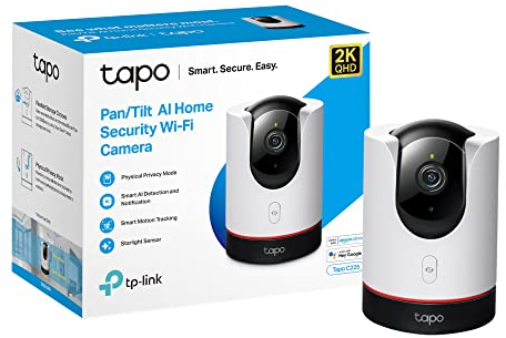 Tapo TP-Link 2K QHD Pan/Tilt AI Home Security Wi-Fi Camera 360°, Smart AI Detection,Motion Tracking, Two-Way Audio, Easy-Setup, Privacy Mode, Works with Alexa & Google Home C225 (Renewed)