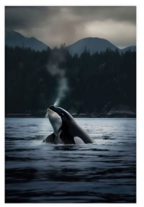 NEDOES Wunderschönes Orca-Leinwand-Poster, Schlafzimmer, Dekoration, Sport, Landschaft, Büro, Raumdekoration, Geschenk, ungerahmt, 30 x 45 cm