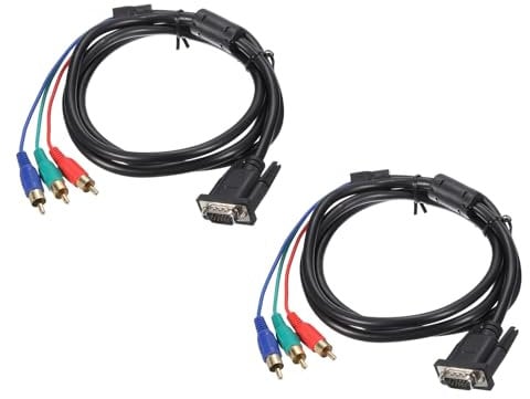 sourcing map VGA to RCA Cable, 1.5M/5ft Adapter Cable 3RCA to VGA Cable for Computer TV, Pack of 2