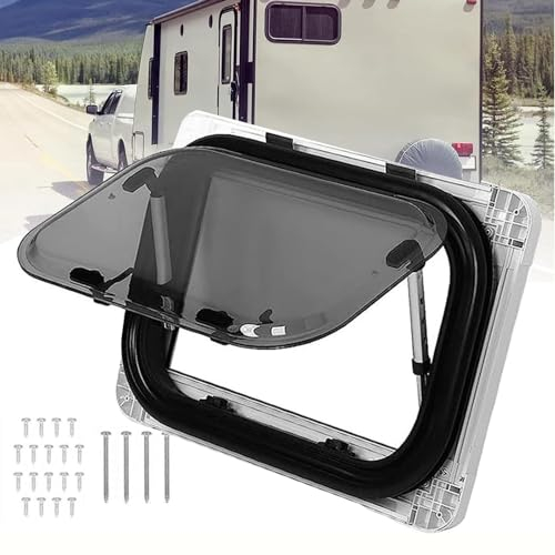 DaMga Wohnwagen Fenster Ausstellfenster Camper Wohnmobilfenster, RV Klappfenster Externes Push Fenster, Aluminium-Legierung+Acrylglas, Verdunklung und Insektenschutz,500 * 450mm