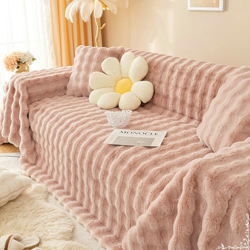 Ayoiow Sofaüberwurf Wasserabweisend Sofahusse Rosa Sofahusse 1Sitzer Flanell Einfarbig