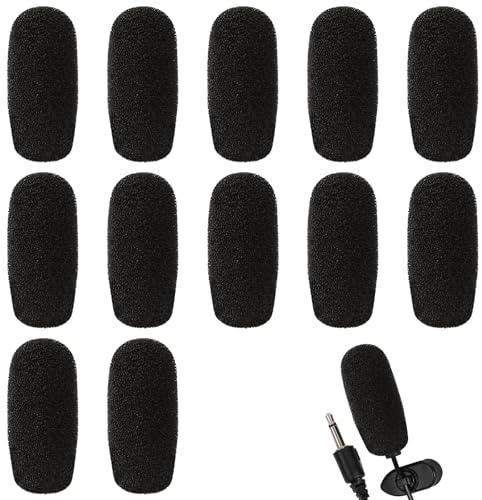 12 x Mikrofonabdeckungen aus Schaumstoff, robustes Schwammmaterial, Rauschunterdrückung, schwarz, Mikrofonabdeckungen für eine Vielzahl von Headset-Mikrofonen
