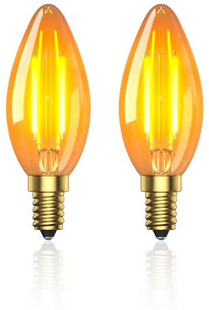 Klarlight 2.5W E14 LED Vintage Salt lamp Light Bulb Warm White,C35 Candle Bulbs Small Edison Screw Light Bulb,2200K Amber SES Dim Orange Bulb Equivalent 20W Incandescent,Non-Dimmable,2-Pack