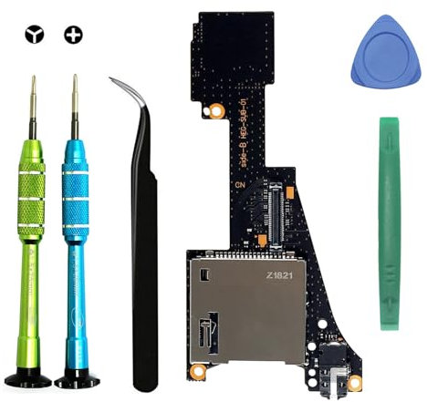 Replacement Game Card Reader Cartridge Micro SD Card Slot Tray Headphone Jack Daughterboard for NS Nintendo Switch OLED with Repair Tools