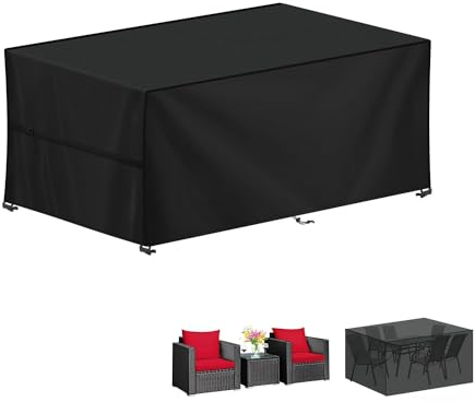 LAMUNI Housse Salon de Jardin Exterieur, Housse Table de Jardin, 420D Tissu Oxford Bâche Table Jardin, Housse Protection Table Jardin, Imperméable Housses pour Table de Jardin, 150x90x75cm