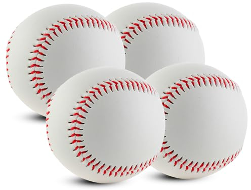 BYZESTY 4 Stück Baseball Bälle 9 Inch, Handgenäht Baseballs, Soft Baseballs, Training Basebälle, Professionelle Baseballbälle für Erwachsene und Jugendliche, Professionelle Baseballspiele