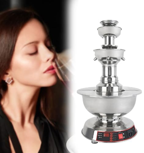 YSFHYAN 3-Tier Party Fountain, Red Wine Drink Fondue Fountain, 0~100℃ Adjustment Juice And Wine Fountain With LED Lighted Base, Suitable For Red Wine, Champagne, Water, Juice And Other Liquids
