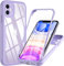 XYZNTMF for iPhone 12 Case with Built-in Screen Protector Shockproof Silicone Bumper Hard Clear Shell Full Body Protective Cover Rugged Transparent Back Case for iPhone 12, Purple