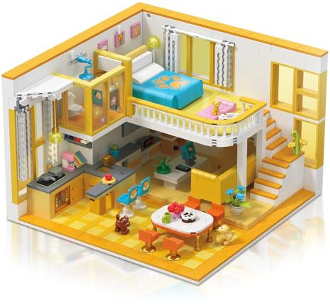 Hallisun Friends Haus Baustein Set, Friends Wohnung Mini Block Modellbausatz, DIY Karikatur Modular Modernes Haus Konstruktions Spielzeug, Geschenkidee für Jungen und Mädchen ab 8 Jahren, 1048 Stück