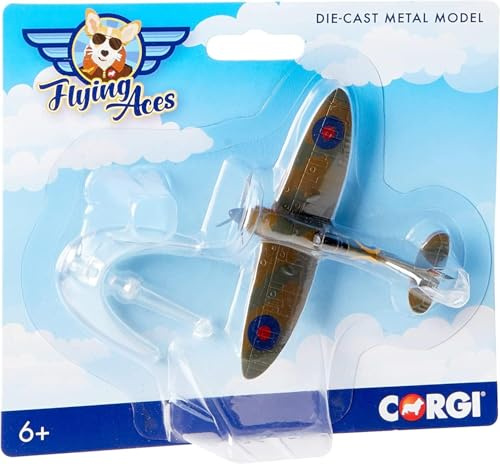 Corgi CS90650 Diecast Model Flying Aces Supermarine Spitfire,Green & Brown (Pack of 5)