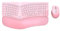 Clavier souris ergonomique sans fil, EDJO Bluetooth/2,4 G, double canal, design divisé, repose-poignet en mousse souple, 4 niveaux de DPI réglables, rechargeable, pour Windows/Mac/Android (rose)
