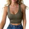 Haibang Crop Tops for Women Sexy V Neck Double Lined Tank Top Sleeveless Racer Back Vest Tops Seamless Slim Fit Sport Yoga top Summer Going Out Tops for Lady Girls Daily Wearing Green