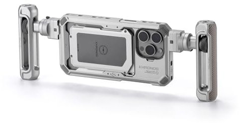 TILTA Khronos Phone Cage für iPhone 15 Pro Max mit verstellbarem Griff, Aluminiumlegierung Mobile Video Rig, Smartphone Case Stabilisator für Videoaufnahmen/Videografie - Titanium White TK-IP15-PMA-TW