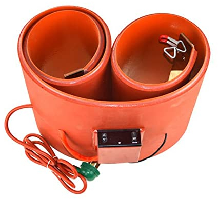 Dunxiles Silikon-Heizkissen für Fässer, Ölfass-Heizung, Fass-Bandheizung, Eimerheizung mit Einstellbarem Thermostat 30–130 °C, Elastische Bandheizung, Eimerheizung, Fassheizung