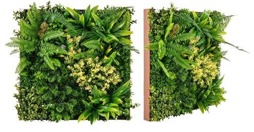 COSTWAY Pannelli da Parete per Piante Artificiali 50 x 50 cm, 2 Pezzi Finti Piatti per Piante con Foglie da Interno ed Esterno, Decorazioni da Pareti, Balconi, Giardini e Matrimoni (Stile 2)