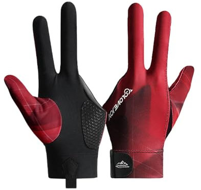 Wnddle Billard Handschuh, Snooker Handschuhe, Billiard Pool Cue Gloves, Verstellbare Poolhandschuhe, rutschfeste Poolhandschuhe, Geeignet für Carom-Spiele, Snooker, Pool-Spiele (Rot)
