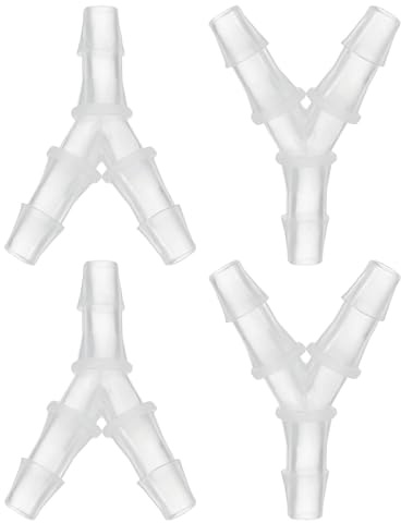 PATIKIL 4 Pièces 1/4 Raccord en T en Plastique pour Air Transparent | avec Embout de Tuyau, Égal en Forme de Y 3 Voies Joint de Raccord Mender Adaptateur Union Intersection Barbed Split
