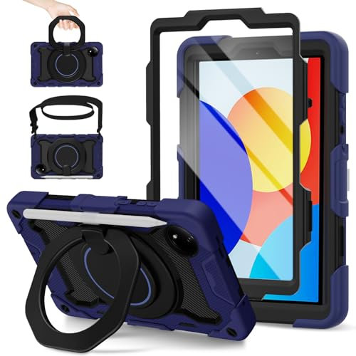 ROISKIN Funda para Xiaomi Redmi Pad SE 8.7 pulgadas 2024 con protector de pantalla, correa de hombro y soporte para bolígrafo, resistente a los golpes militar Redmi Pad SE 8.7 pulgadas, soporte