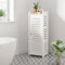 Dripex 4 Tier Bathroom Floor Cabinet, White Storage Cabinet with Door, Narrow Free Standing Cupboards Adjustable Shelves for Bathroom, Bedroom or Balcony (Door Style 2)