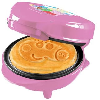 Peppa Pig - Gofría, Mini gofrera con diseño único de Peppa Pig, ideal para cumpleaños de niños, Pascua y Navidad, tamaño de gofres: Ø 10 cm, producto con licencia oficial, color: rosa