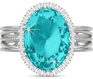 Linawe Birthstone Chunky Adjustable Rings for Women, Gold/Silver/Rose Gold Statement Rings, Imitation Diamond Fake Gemstone Crystal Cocktail Ring, Cubic Zirconia Costume Jewellery