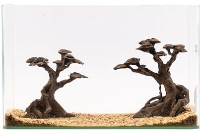 NatureHolic Stone Bonsai Kasei Twin | Aquarium Deko 2er Set | Baum aus Kunstharz | Wasserneutral & zum bepflanzen | Natürliche & detailreiche Dekoration für Aquarien | Ideal für Aquarien ab 60cm